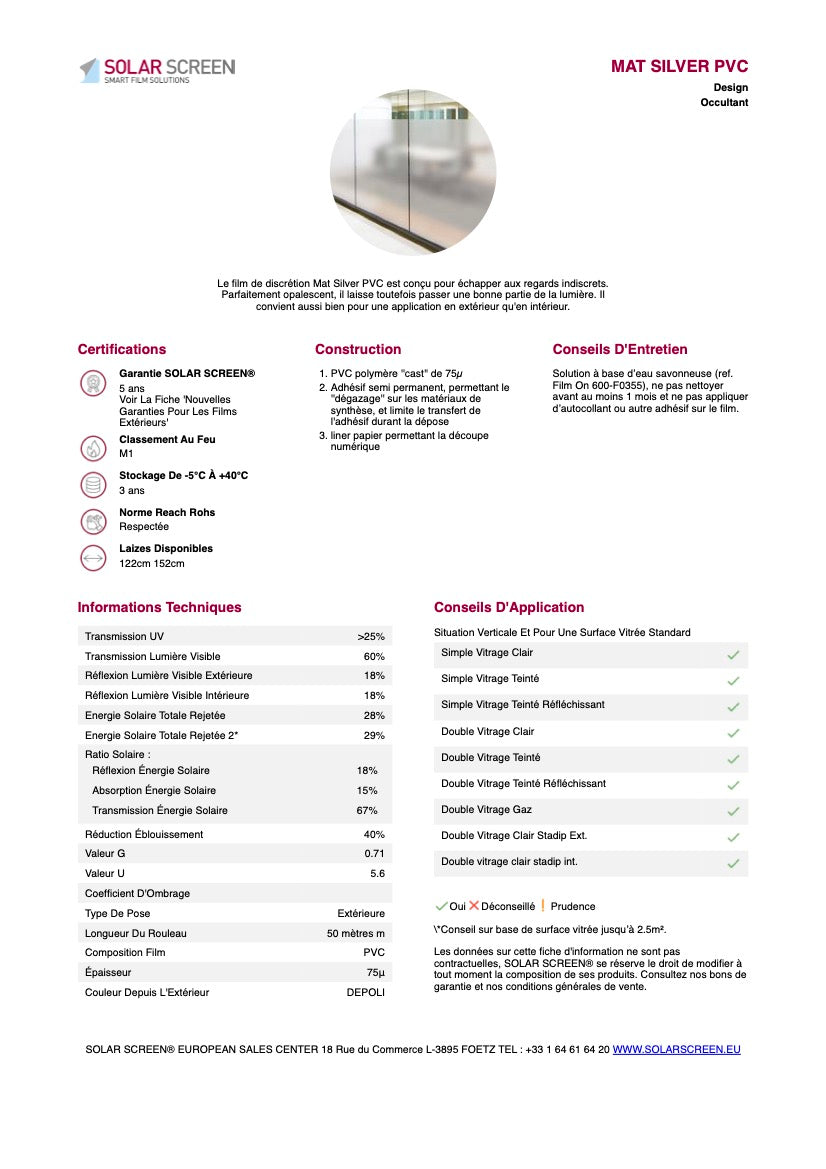 MAT SILVER PVC - 1,22m