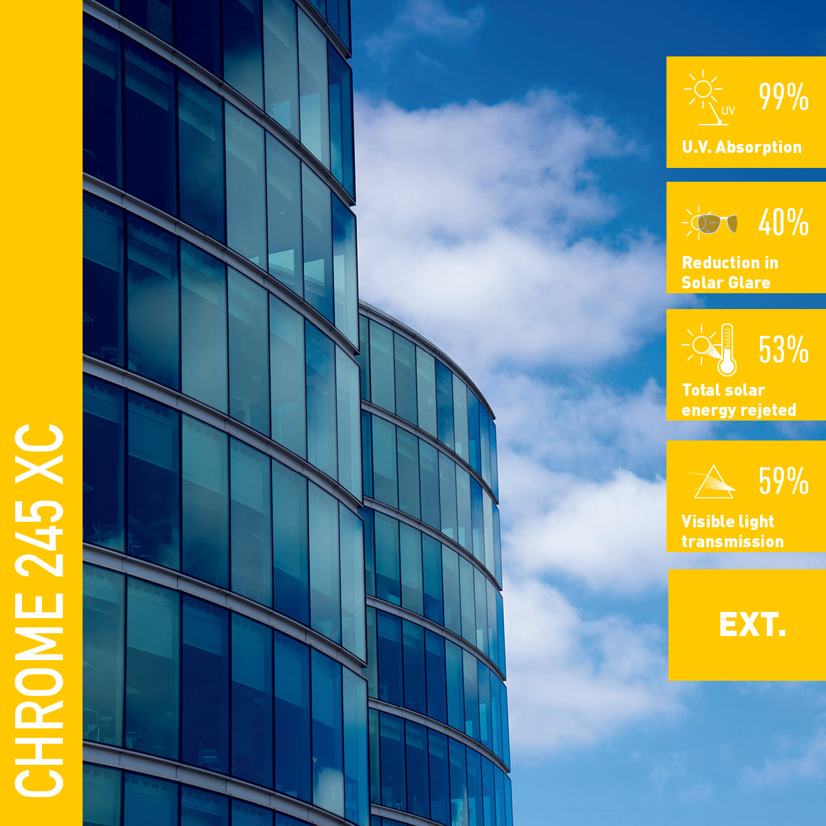 CHROME 245 XC - Film Solaire Argent Pose Extérieur - 1.22m