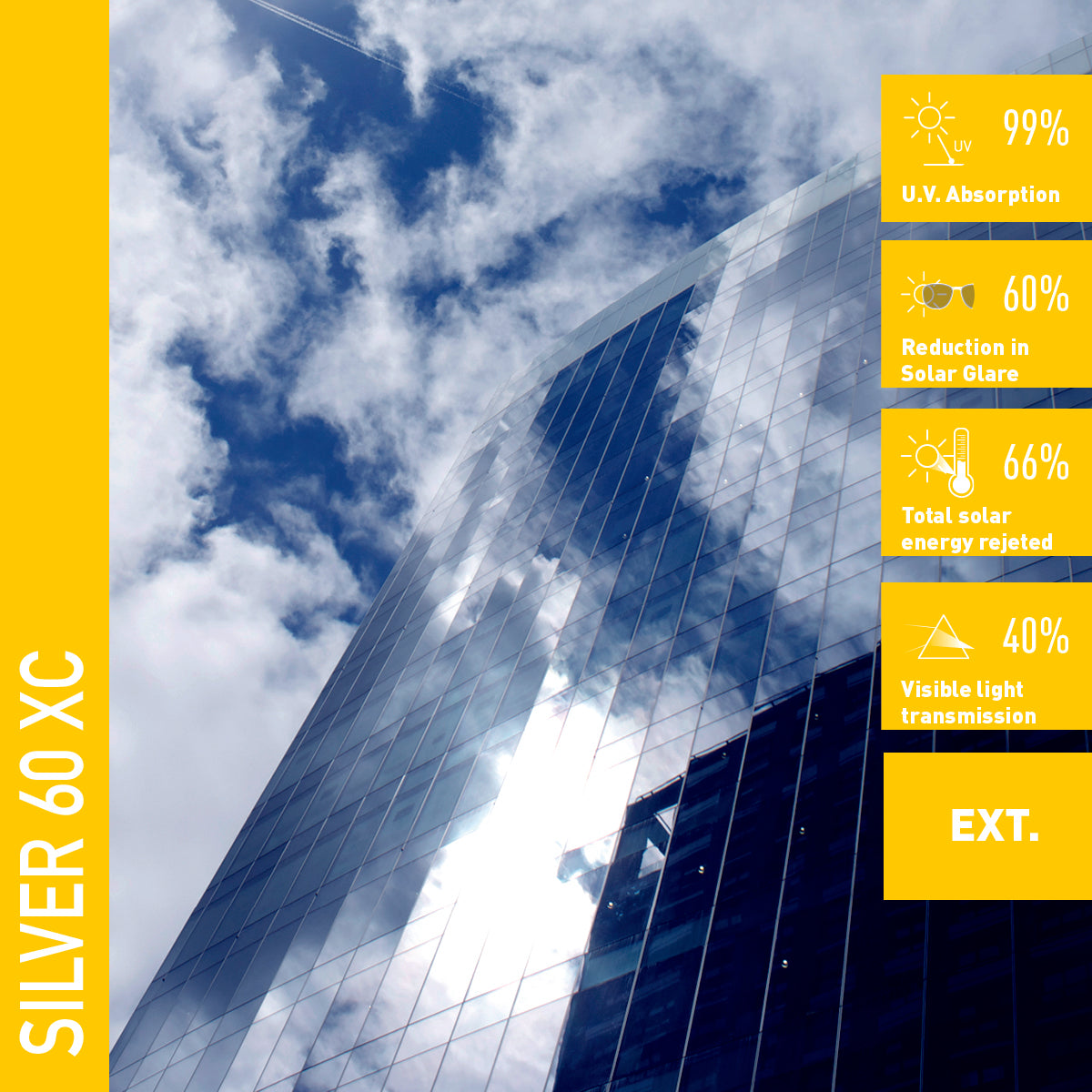 PLATINE 60 XC - Film Solaire Argent Pose Extérieur - 1.83m