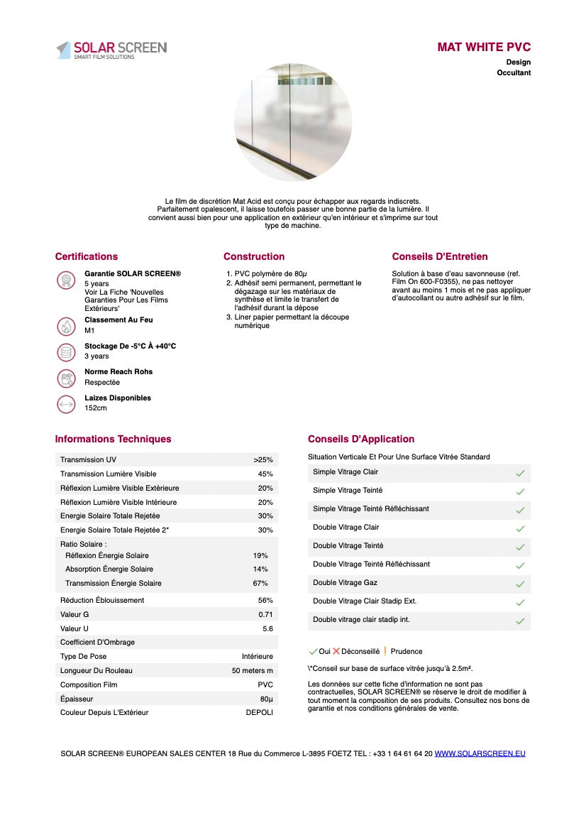 MAT WHITE PVC - 1,22m