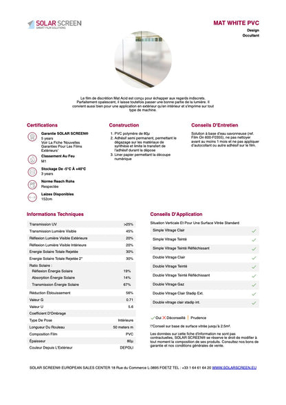 MAT WHITE PVC - 1,22m