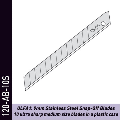 OLFA Lames sécables acier inoxydable 9 mm 45° - 10 Pièces