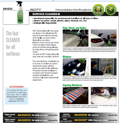 Nettoyant Surface SOTT II - Flacon 1L + pulvérisateur